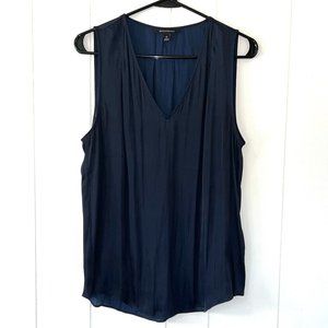 Banana Republic Dark Blue Sleeveless Soft Satin V-neck Top - NWOT